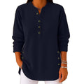 Corduroy V-Neck Langarmshirt mit Knöpfen – Ansicht 3