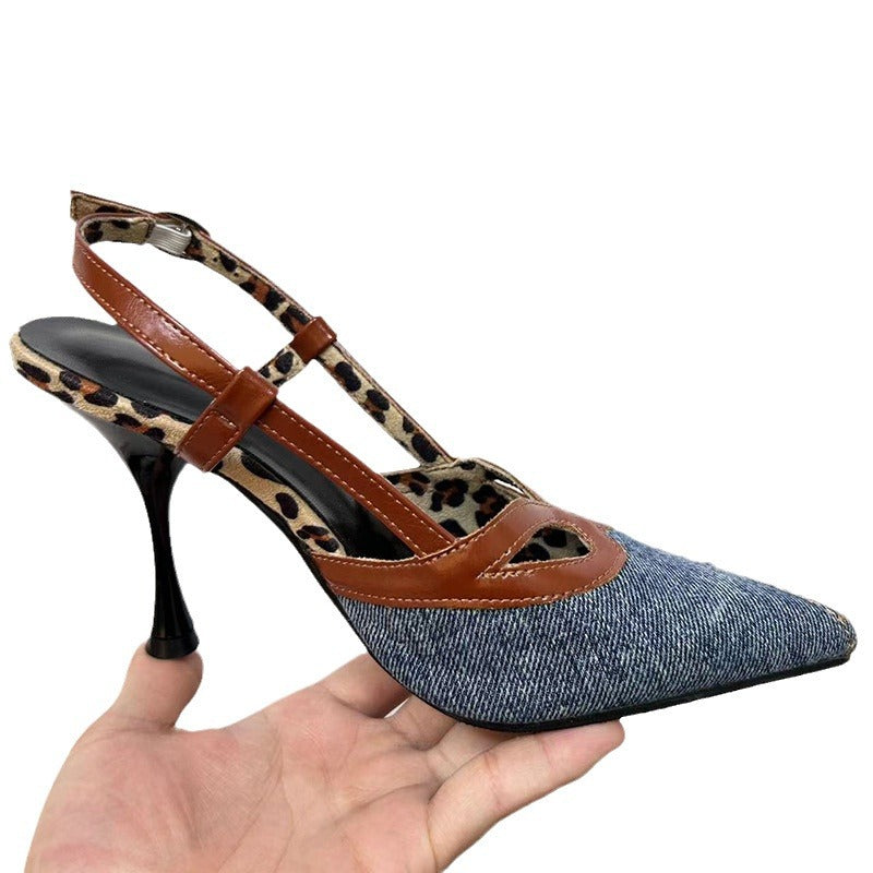 Punktige Stiletto-Sandalen in Blau – Bild 2 | LuxeStyle