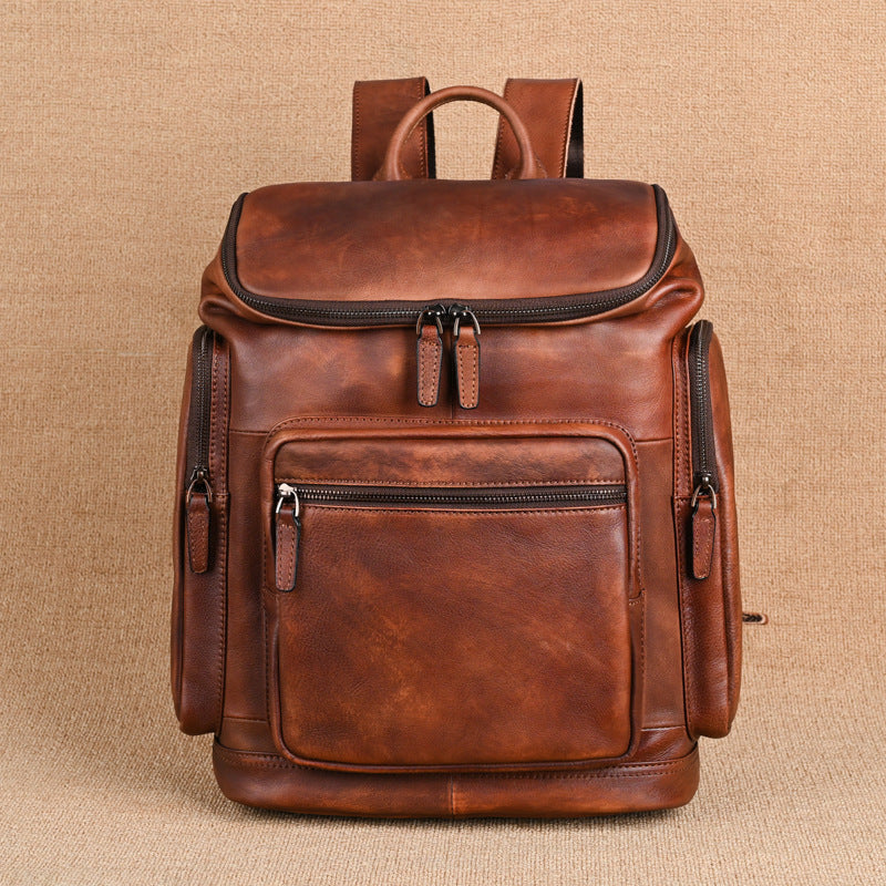 Retro Doppel-Schicht Rindsleder Rucksack – Bild 5 | LuxeStyle