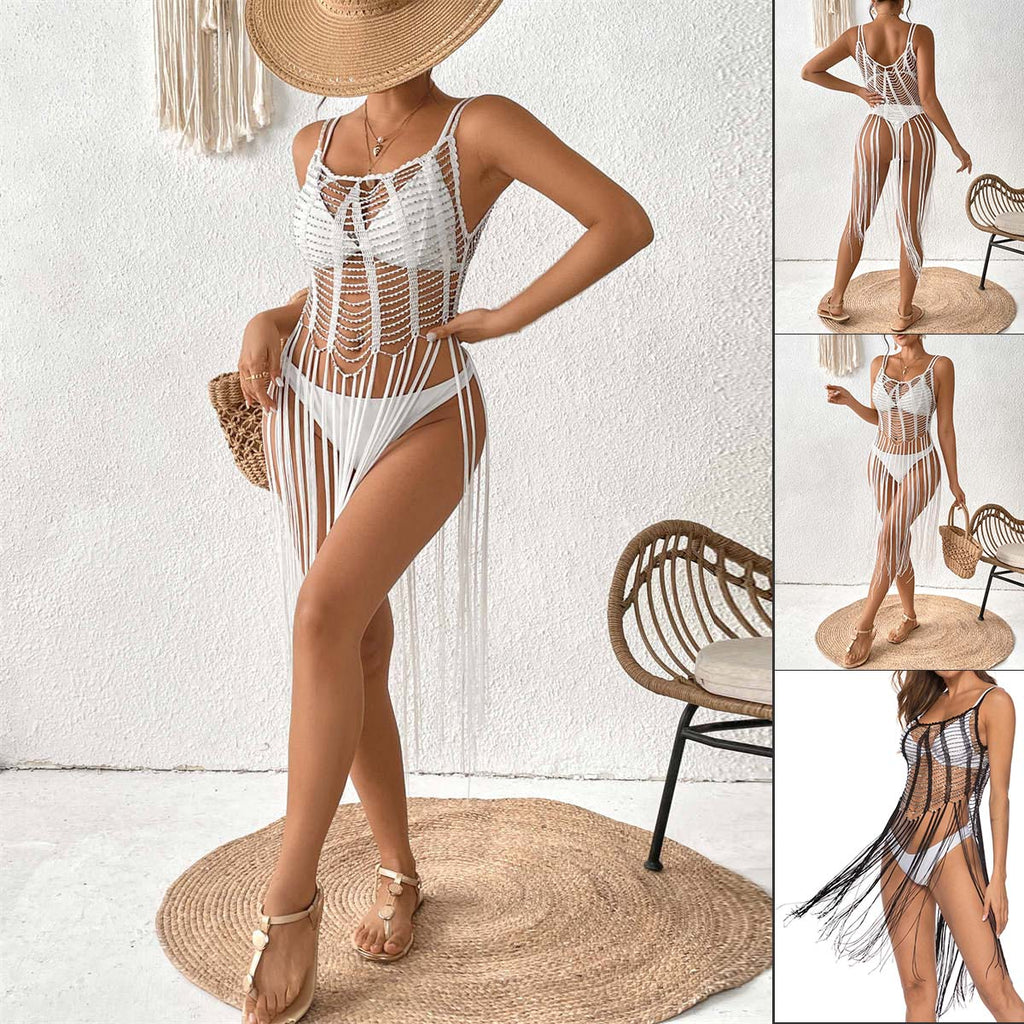 Perlenbesetztes Neckholder-Minikleid