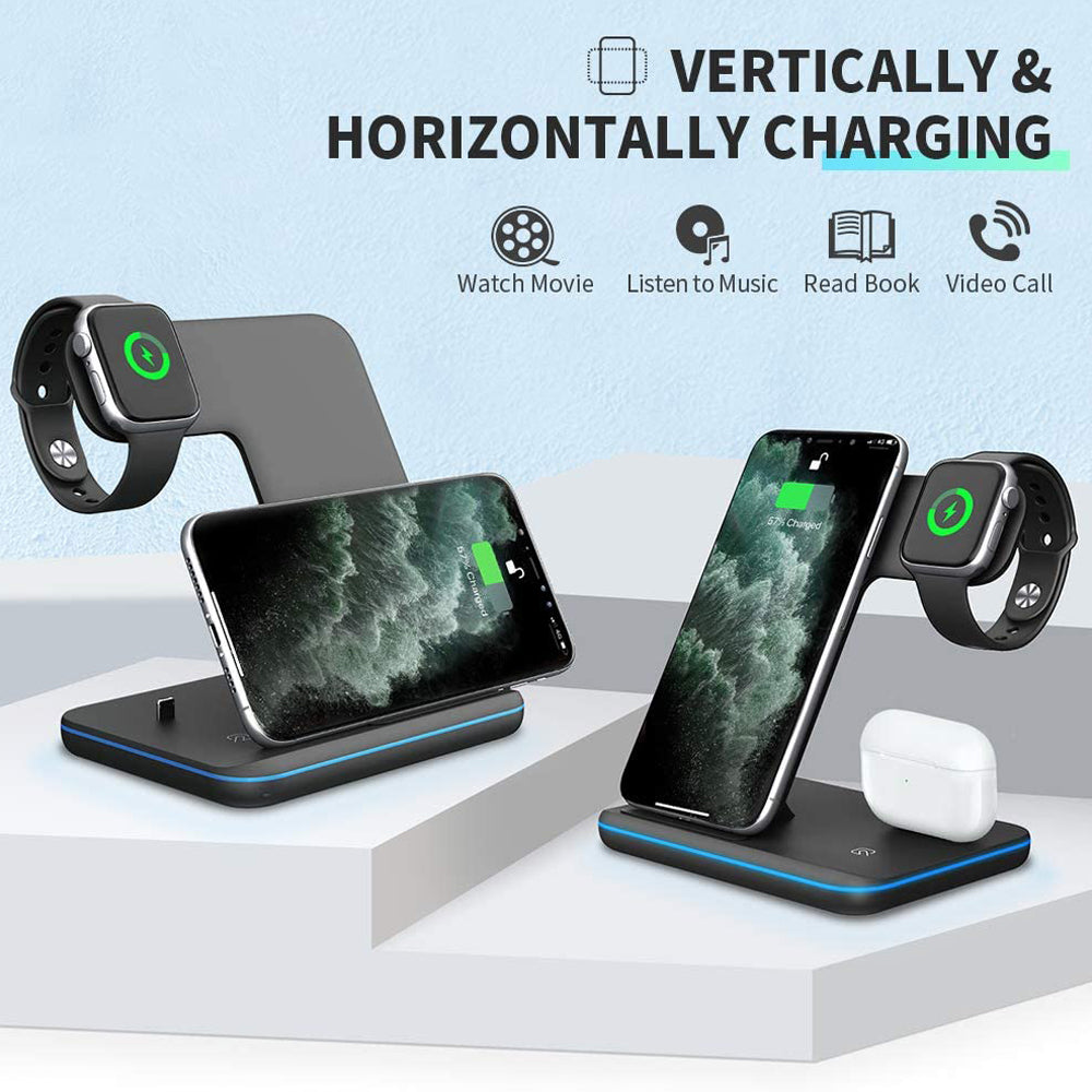 3-in-1 Wireless Ladestation für Apple & Android