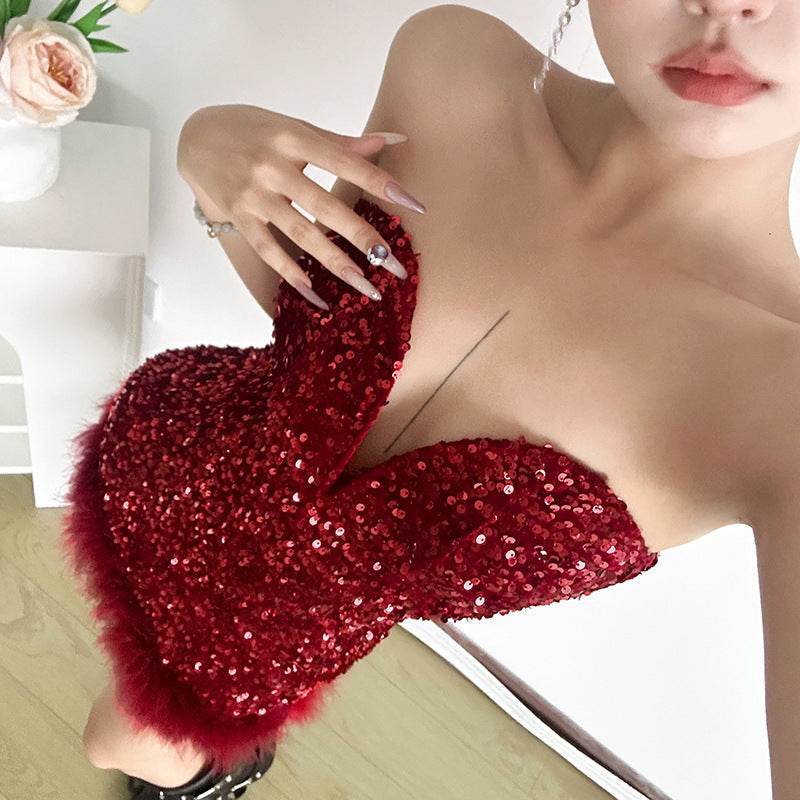 Bandeau-Minikleid mit Off-Shoulder-Schnitt