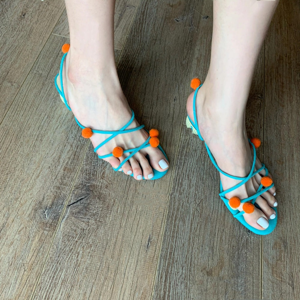 Schafleder-Sandalen mit Cyan-Leder – Bild 5 | LuxeStyle