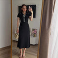 Patchwork Color-Block Kurzarmkleid – Bild 11 | LuxeStyle