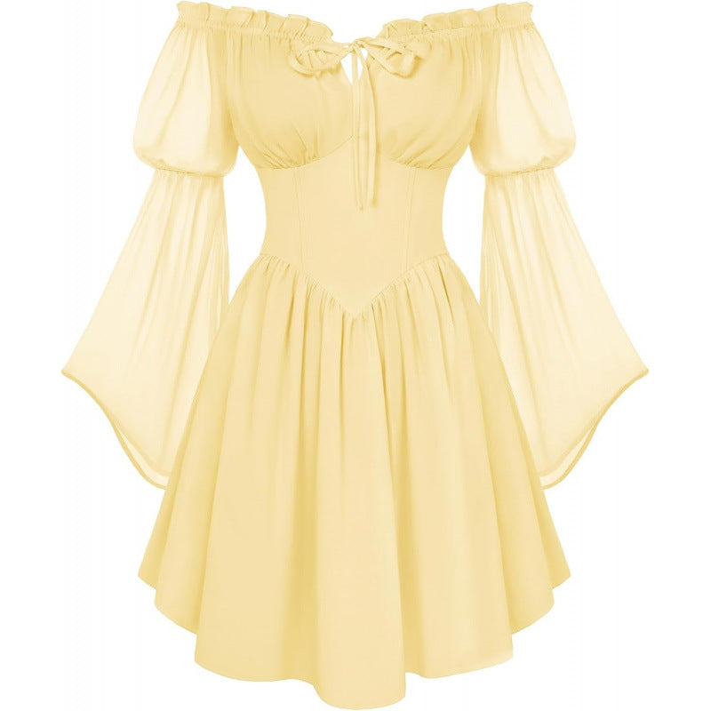 Elegantes Off-Shoulder Chiffon-Kleid mit Schnürung
