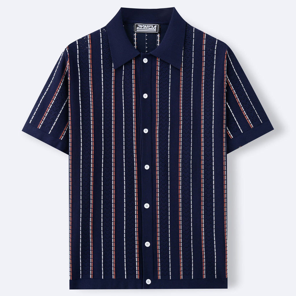 Gestreiftes Kurzarm-Stricktop für Herren
