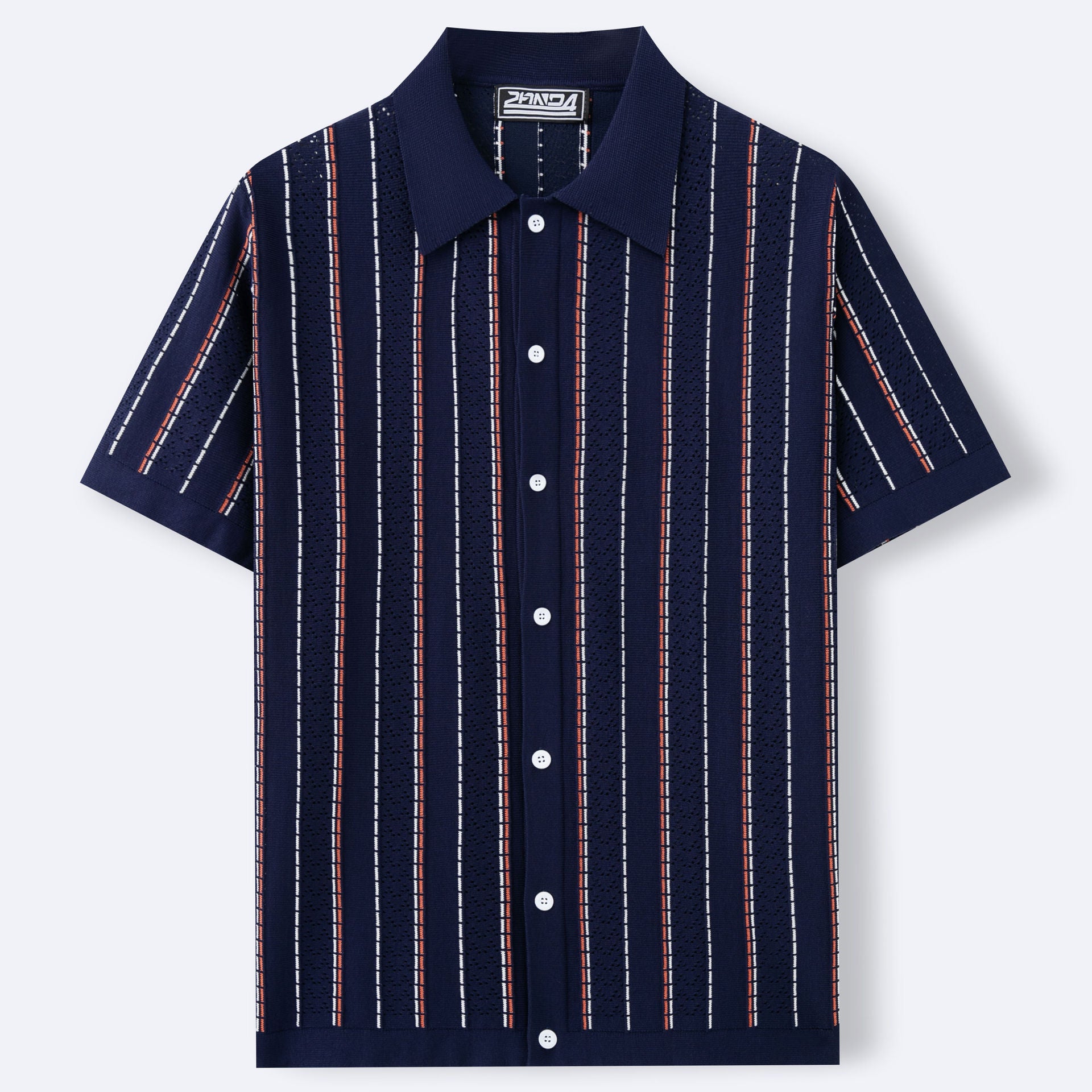 Gestreiftes Kurzarm-Stricktop für Herren