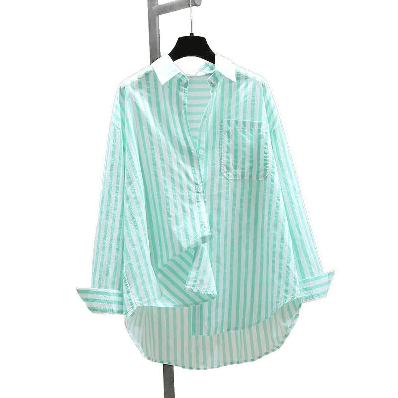 Gestreiftes Langarmshirt mit schräger Schulter