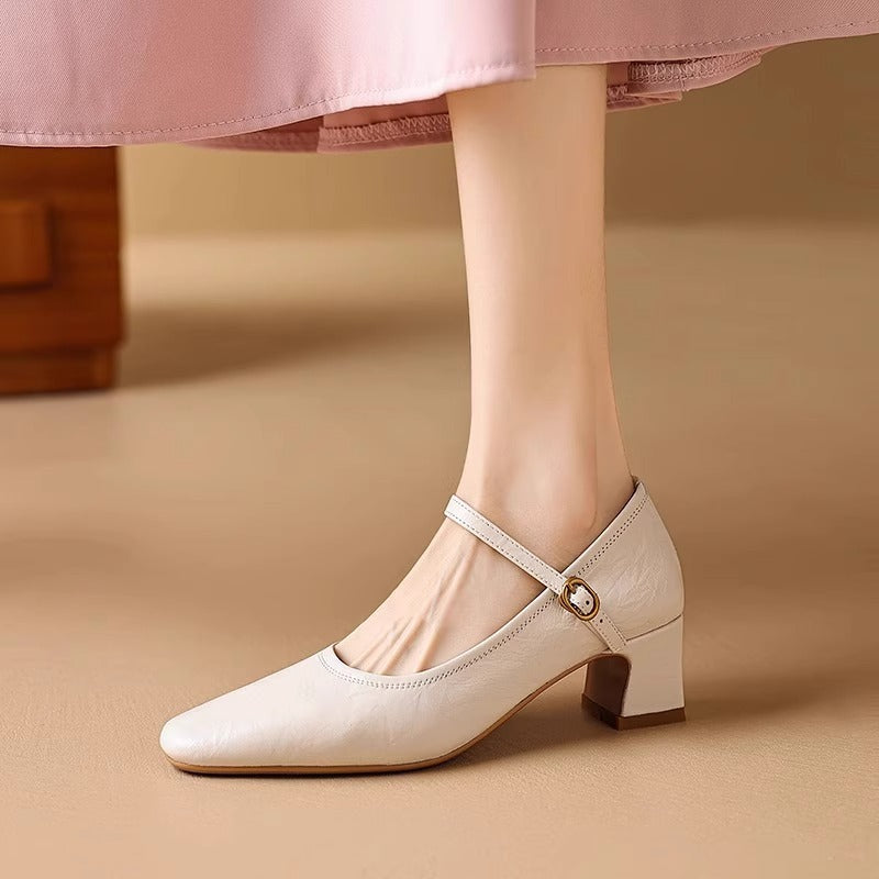 Retro Mary Jane Pumps aus Schafsleder