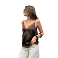 Satin-Top mit Spitzenbesatz