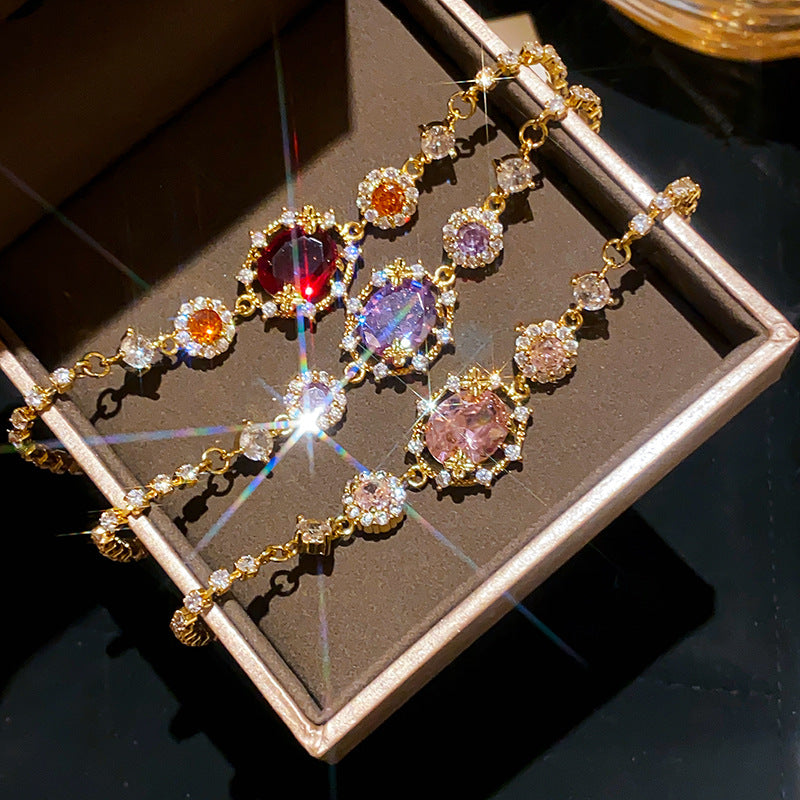 Vergoldetes Armband mit bunten Zirkonia-Ovalen – Ansicht 2
