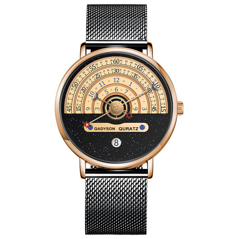 Quarz-Herrenuhr mit Kalender und Milanaise-Armband – Bild 2 | LuxeStyle
