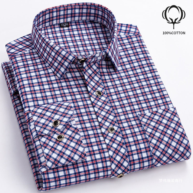 Herren Langarmhemd Loose-fit Baumwolle Karomuster – Bild 4 | LuxeStyle