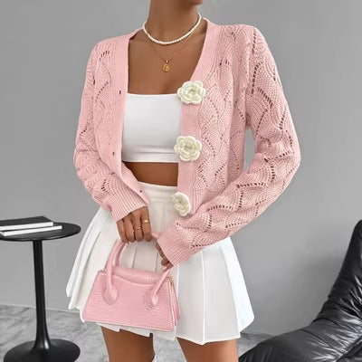 Eleganter Strick-Cardigan mit Lochmuster