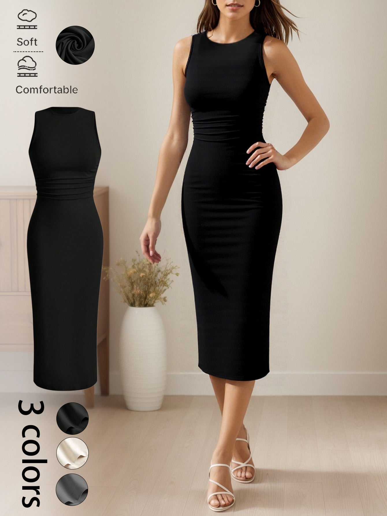 Elegantes, ärmelloses Kleid
