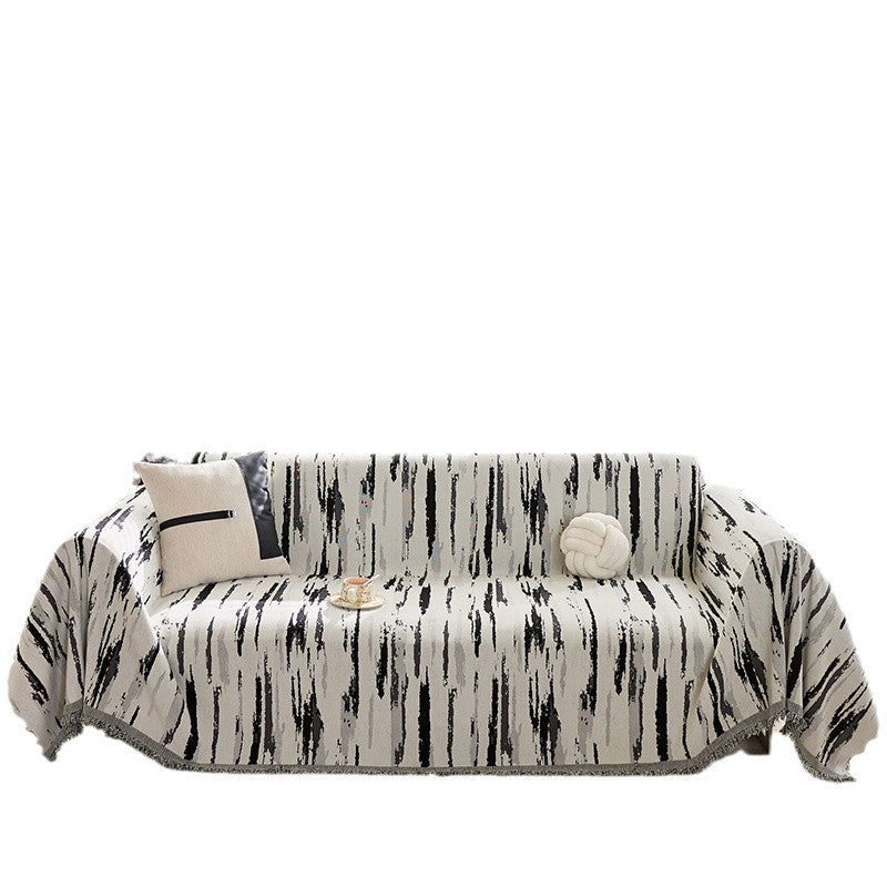 Chenille Sofaüberwurf «Schwarz-Weiss» | LuxeStyle