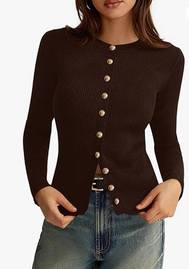 Damen Strick-Cardigan mit Knopfleiste