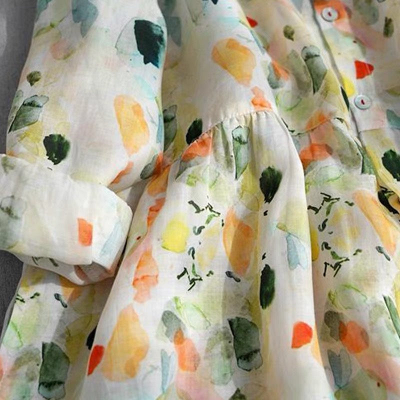 Blumen Midi-Kleid mit ¾-Ärmeln