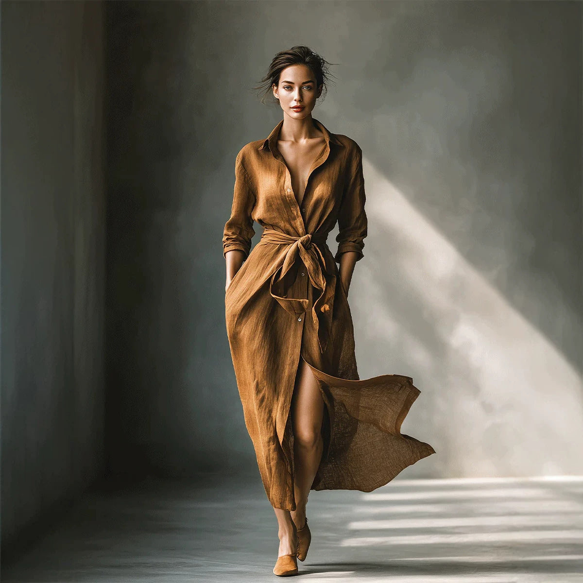 Elegant Langarm-Shirt-Kleid für Büro & Alltag