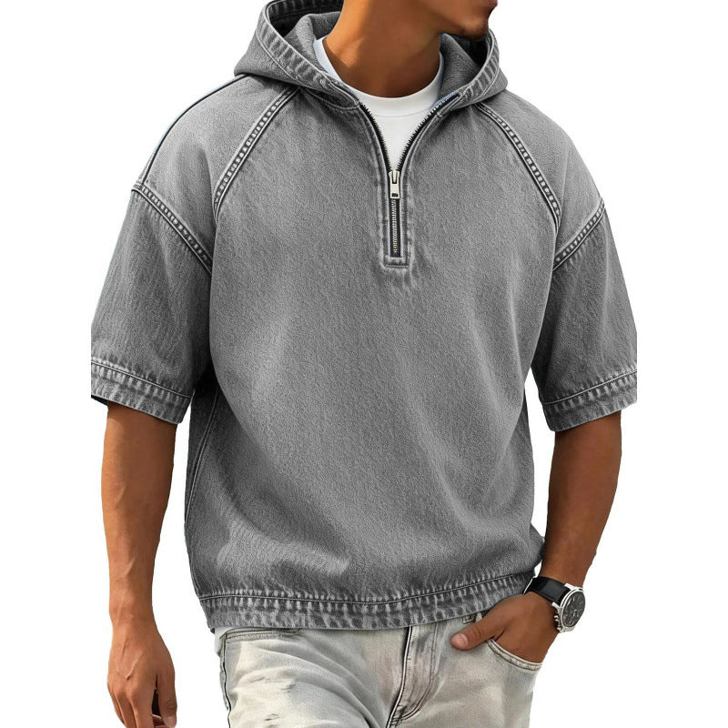 Sport-Hoodie mit halbem Reissverschluss und Kapuze