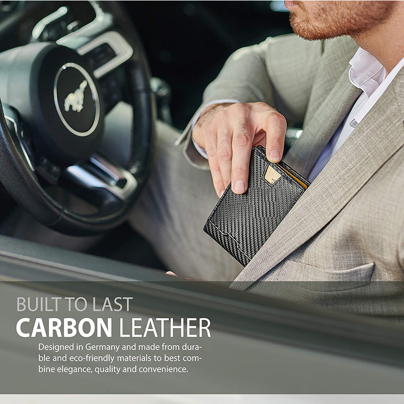 Herren Portemonnaie Leder Carbon-Optik