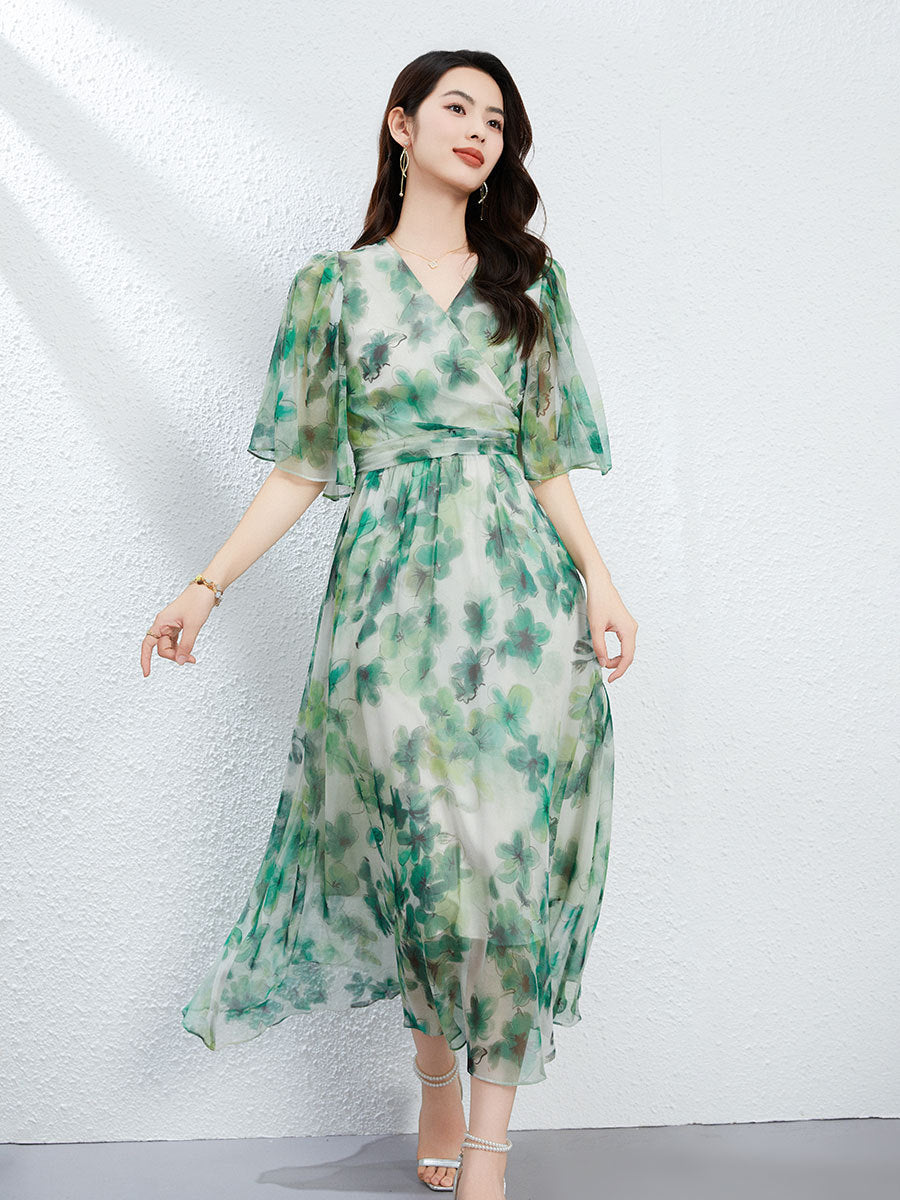 Elegantes V-Ausschnitt-Kleid mit Schnürung