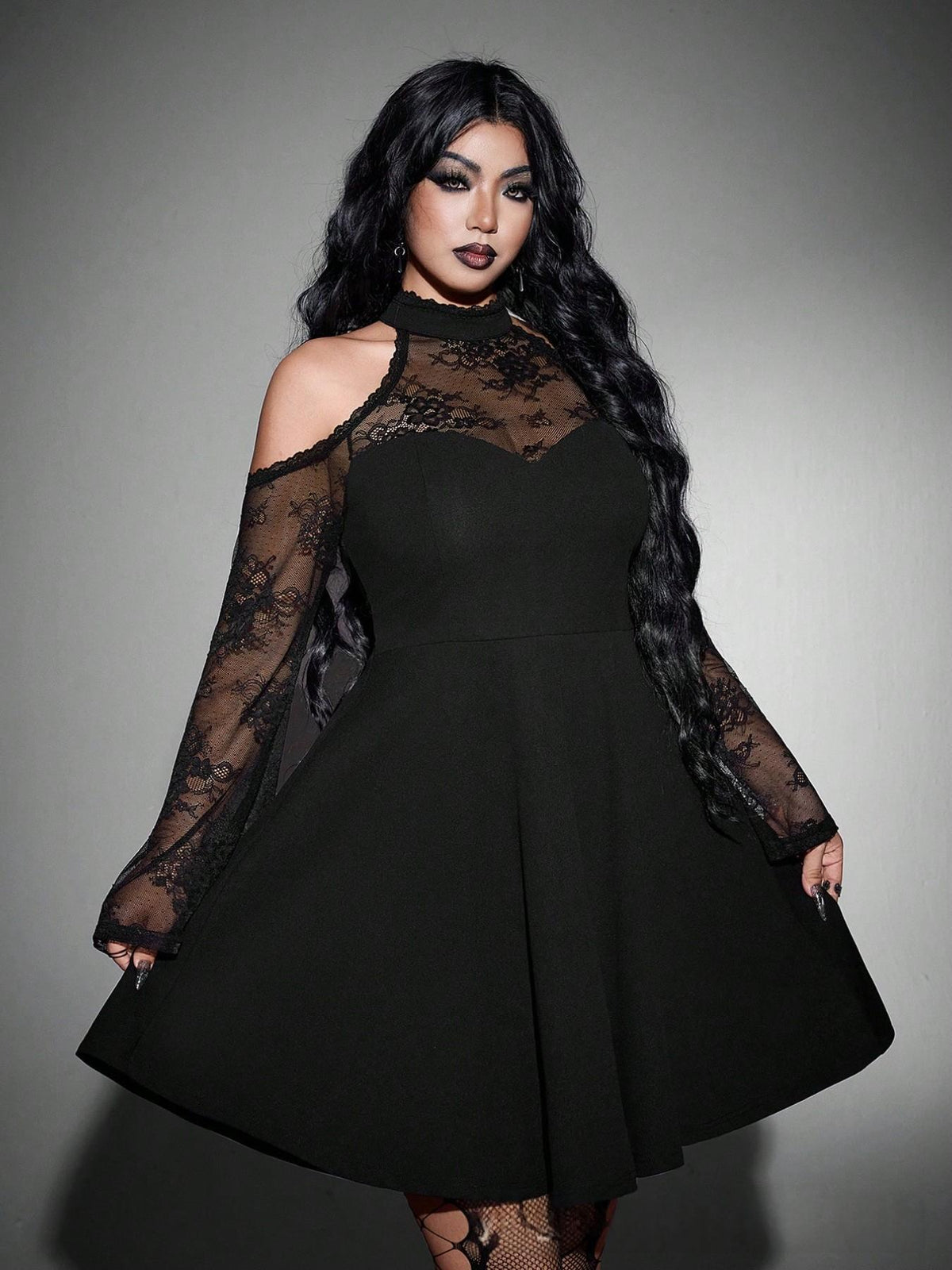 Damen Gothic Off-Shoulder Spitzenkleid – Bild 2 | LuxeStyle