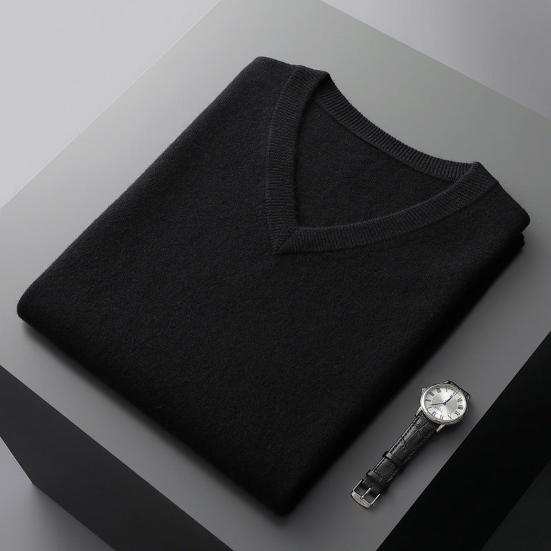 V-Ausschnitt Strickpullover aus Wolle