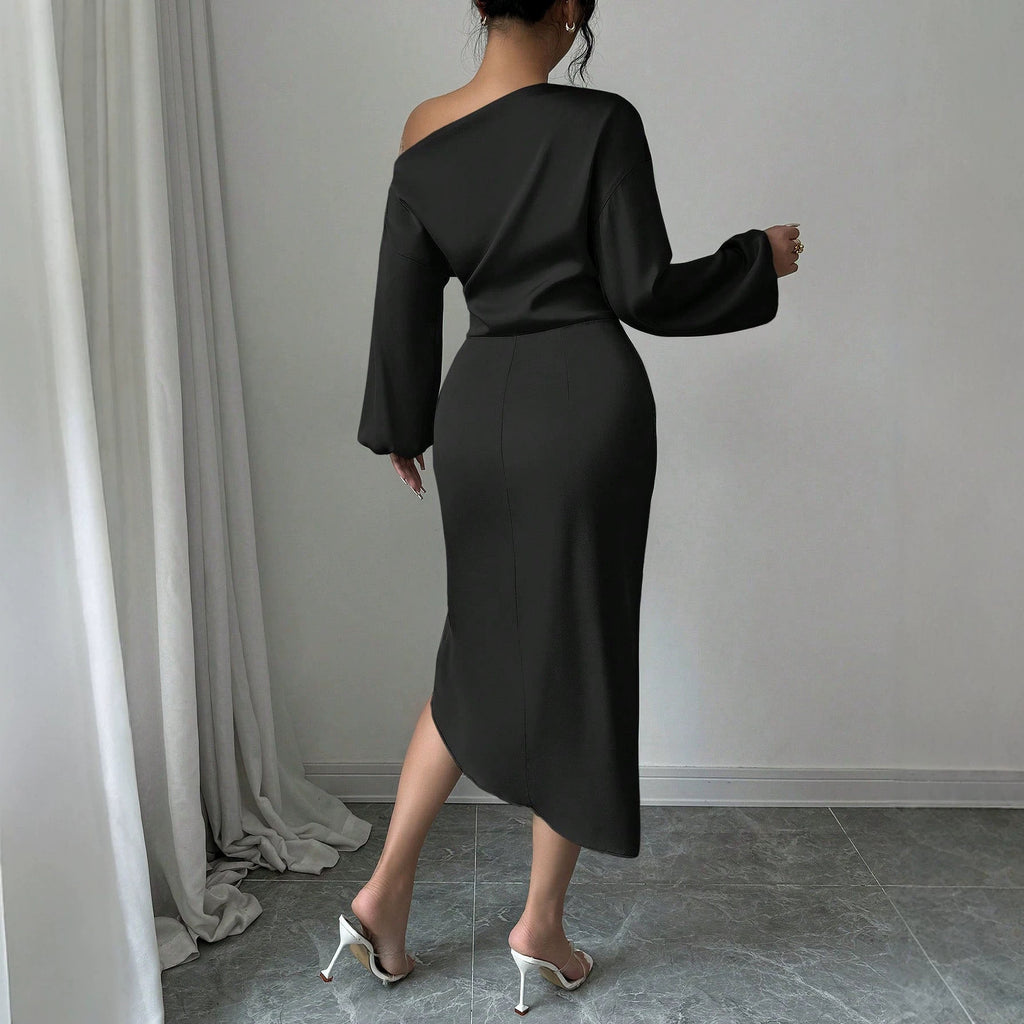 Elegantes Off-Shoulder Midi-Kleid mit Puffärmeln – Bild 6 | LuxeStyle