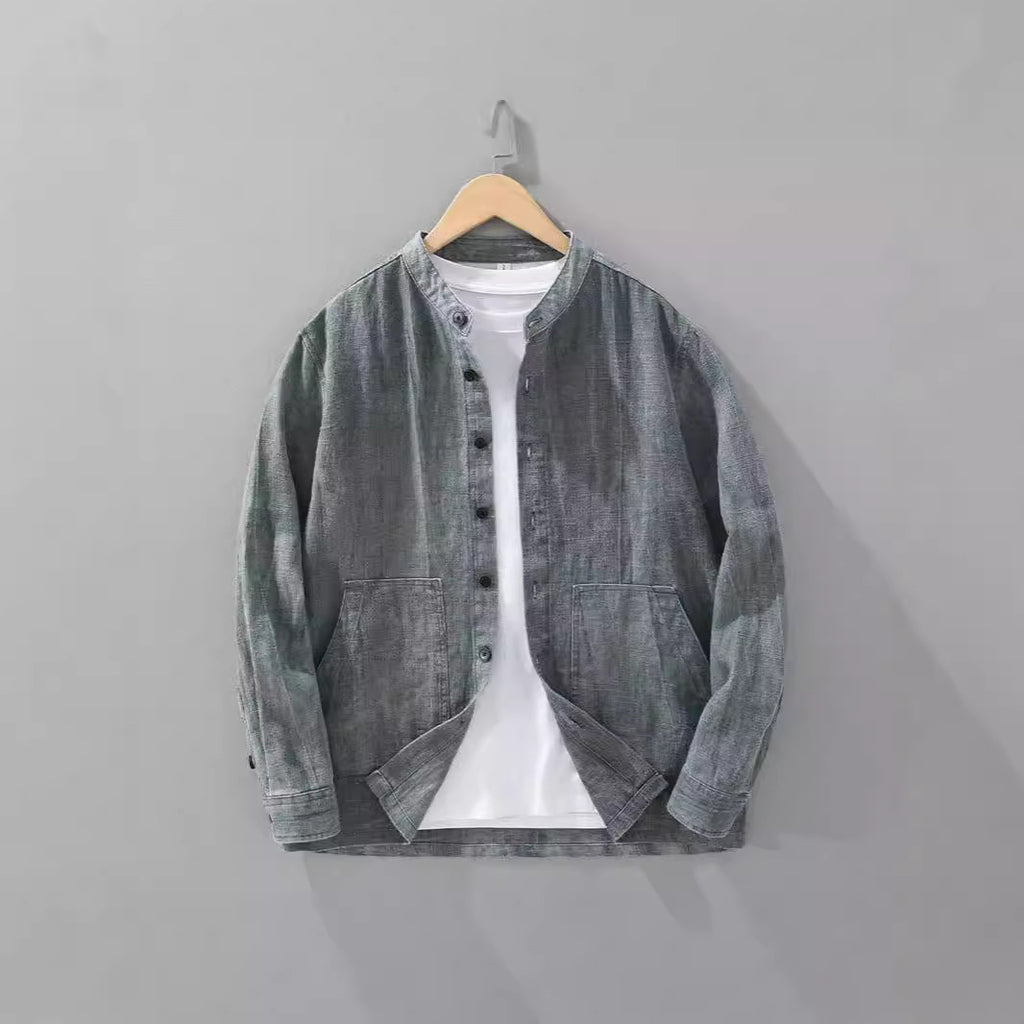 Herren Leinenhemd mit Stehkragen – Bild 3 | LuxeStyle