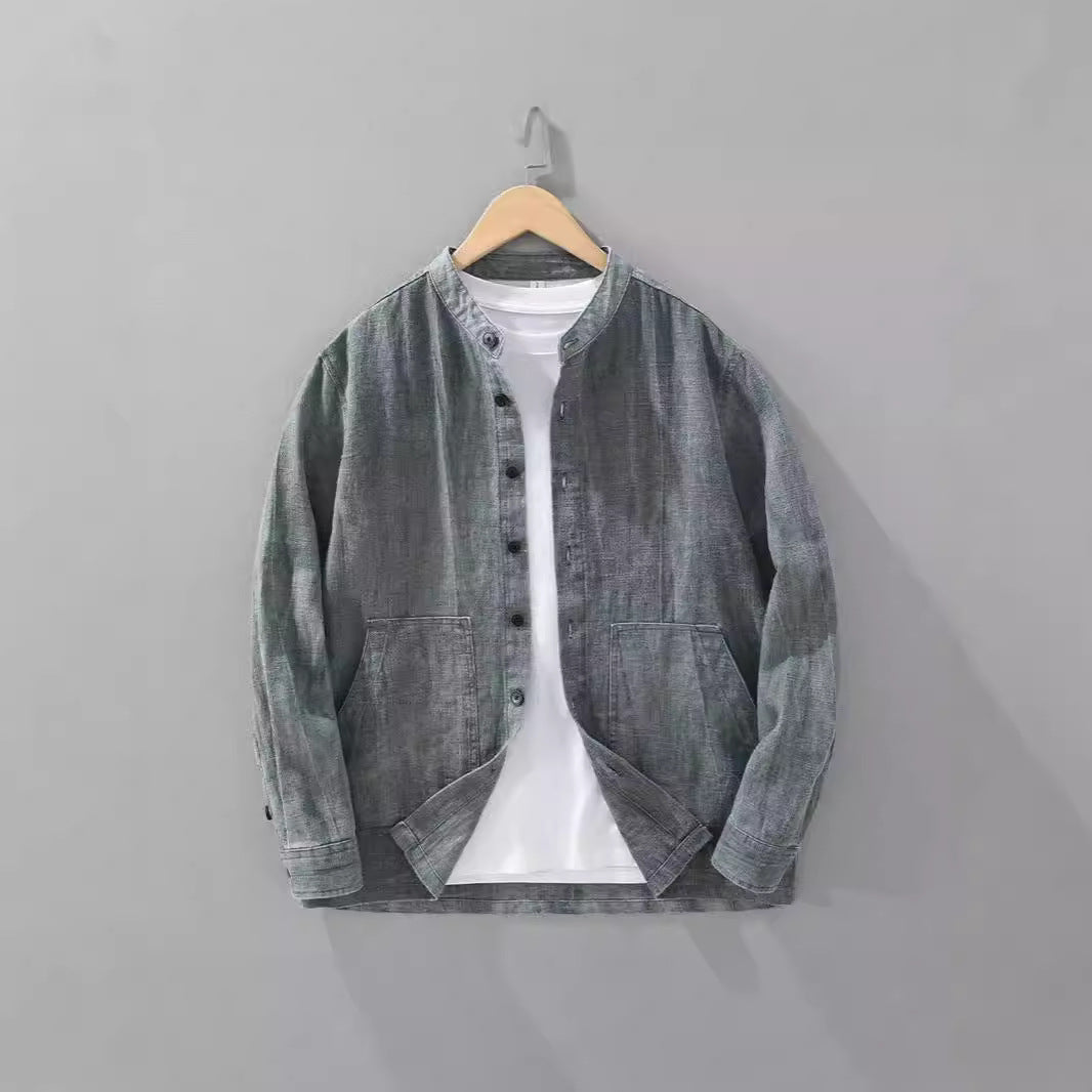 Herren Leinenhemd mit Stehkragen – Bild 3 | LuxeStyle