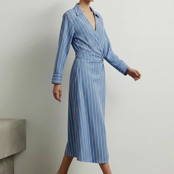 Blauer Striped-Langarm-Shirtrock – Bild 4 | LuxeStyle