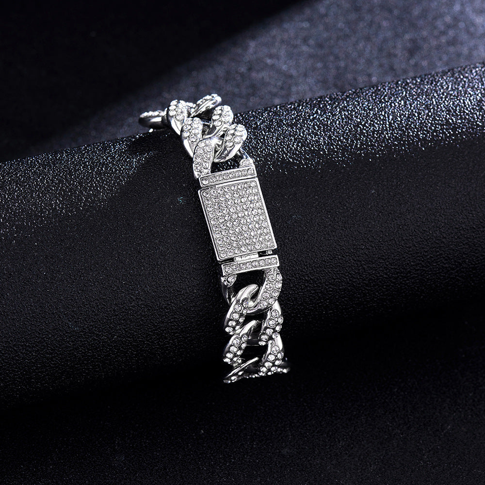 Kubanische Gliederkette mit Strass, 45 cm | LuxeStyle