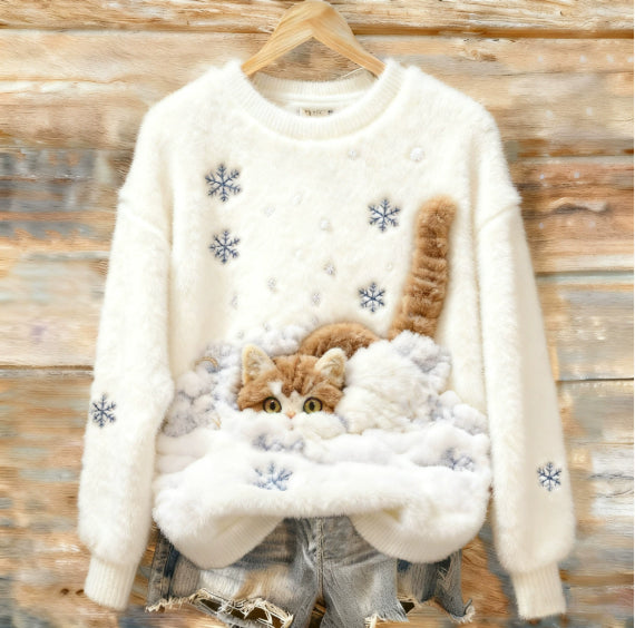 Weihnachtsmuster-Fleece-Hoodie