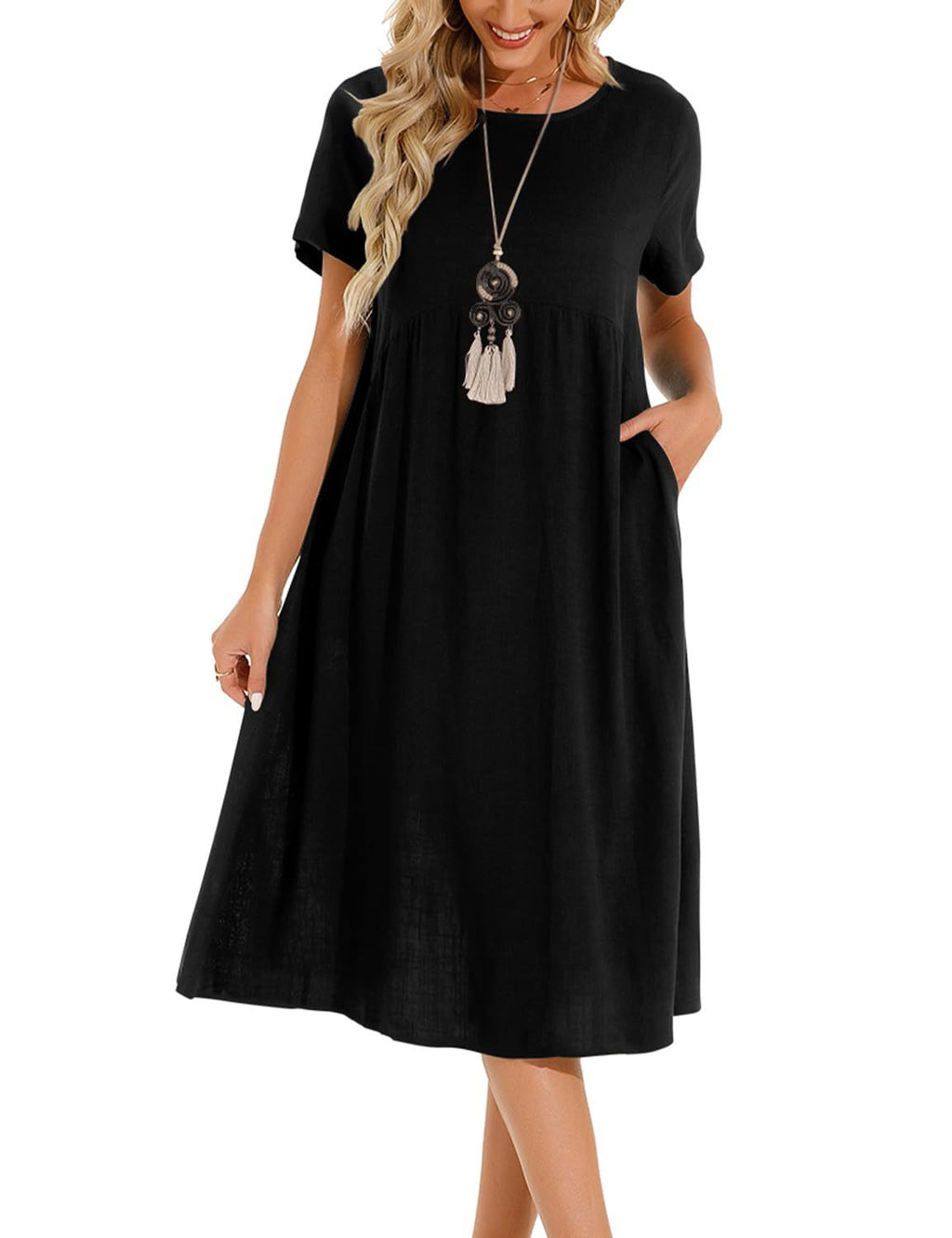 Freizeitkleid Oversize Rundhals Kurzarm – Bild 6 | LuxeStyle