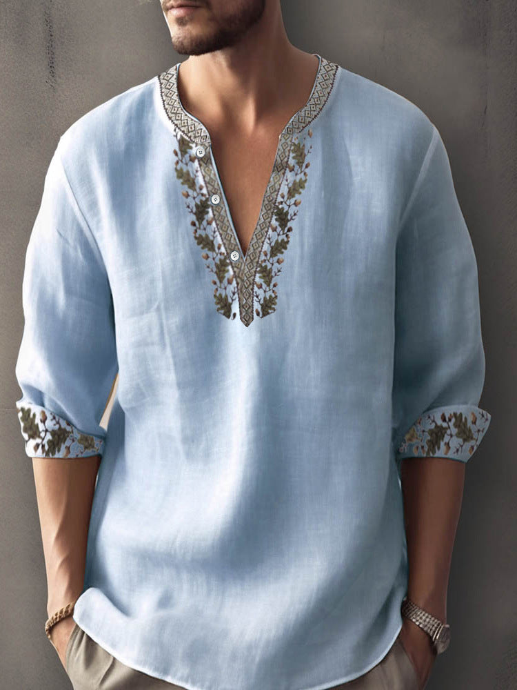 Langarmshirt aus Bambusleinen mit Digitaldruck – Bild 3 | LuxeStyle