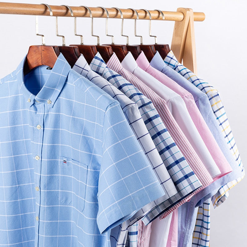 Herren Oxford Baumwollhemd Kurzarm