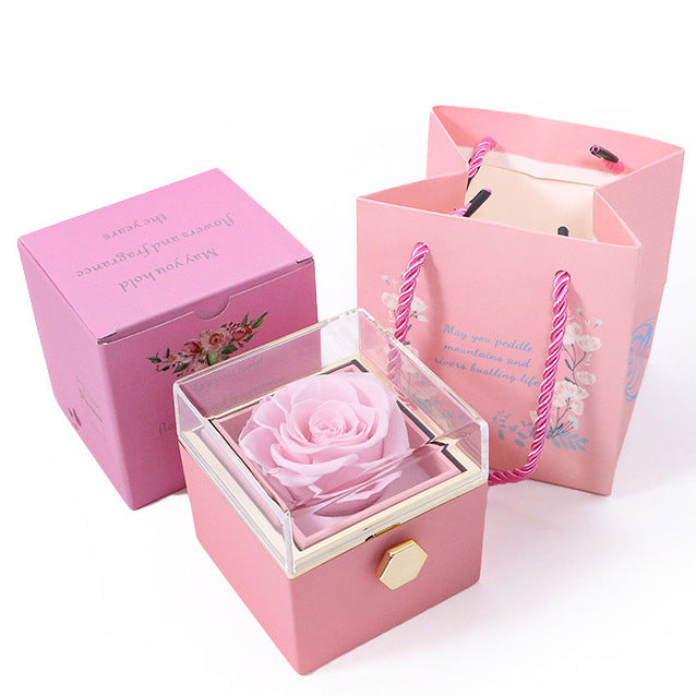 Runde Schmuckbox mit drehbarer Rose – Bild 6 | LuxeStyle