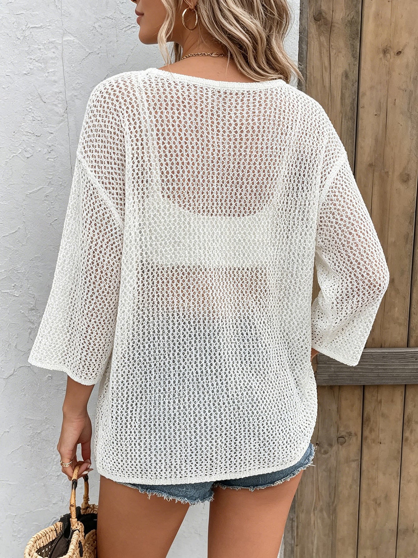 Boho Mesh Stricktop mit Sternen