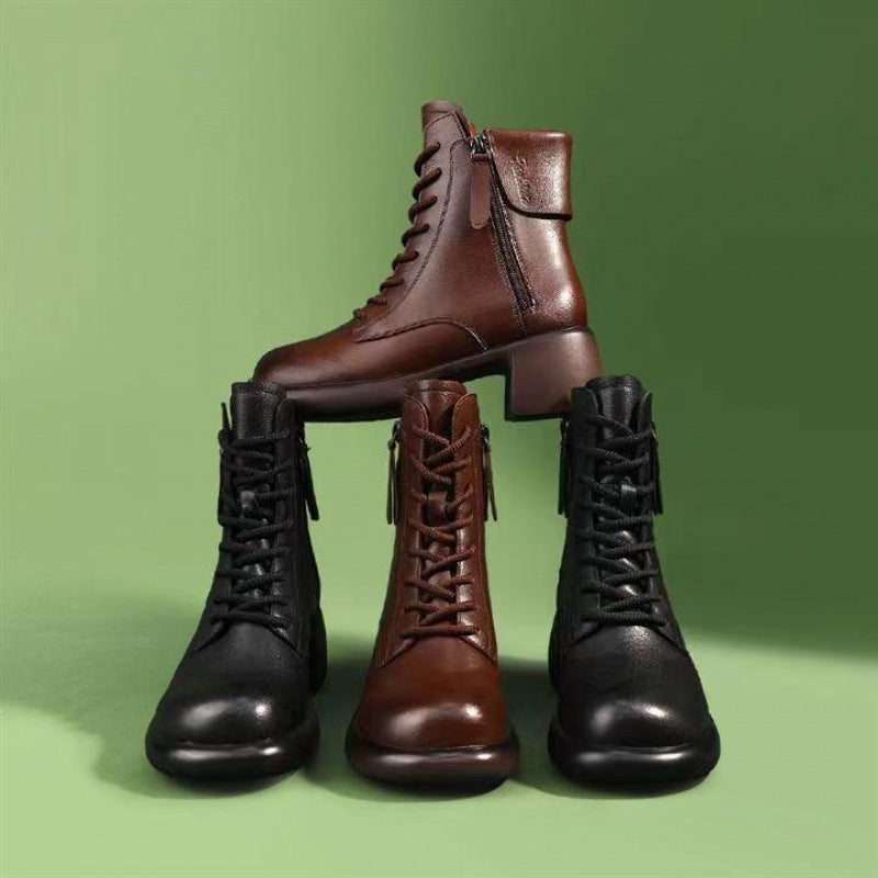 Vintage Leder-Boots mit Chunky-Sohle – Bild 2 | LuxeStyle