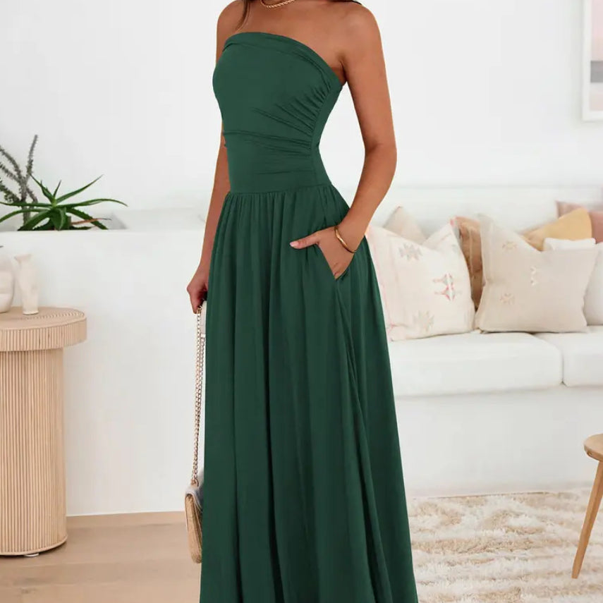 Gefaltetes Patchwork Bandeau-Abendkleid – Bild 5 | LuxeStyle