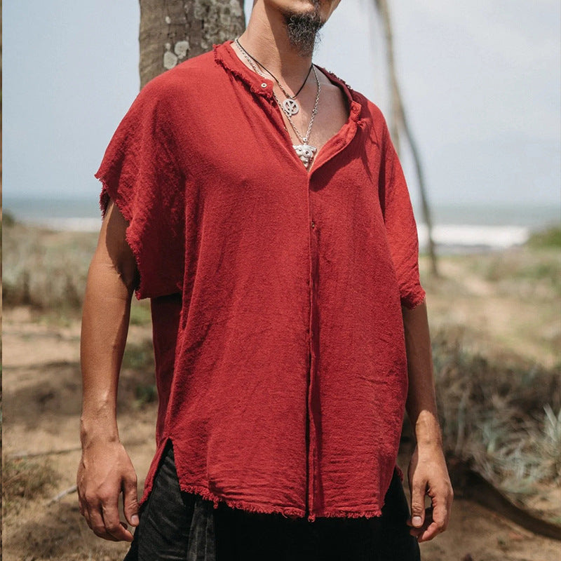 Herren Kurzarm-Shirt aus Baumwoll-Leinen