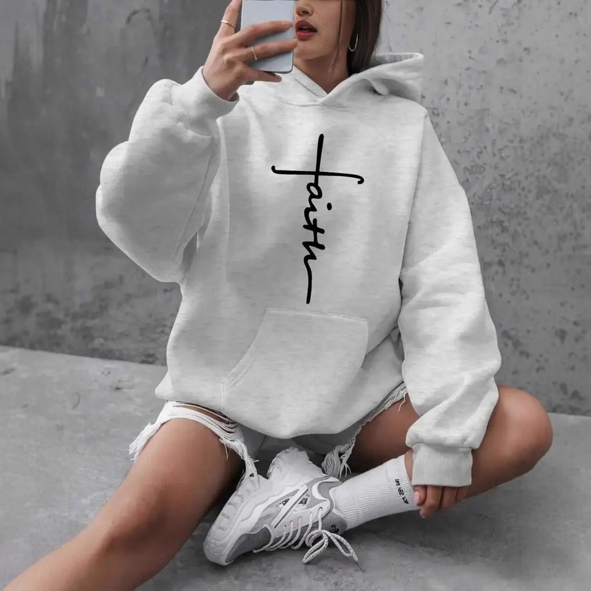 Damen-Hoodie mit American Cross Print