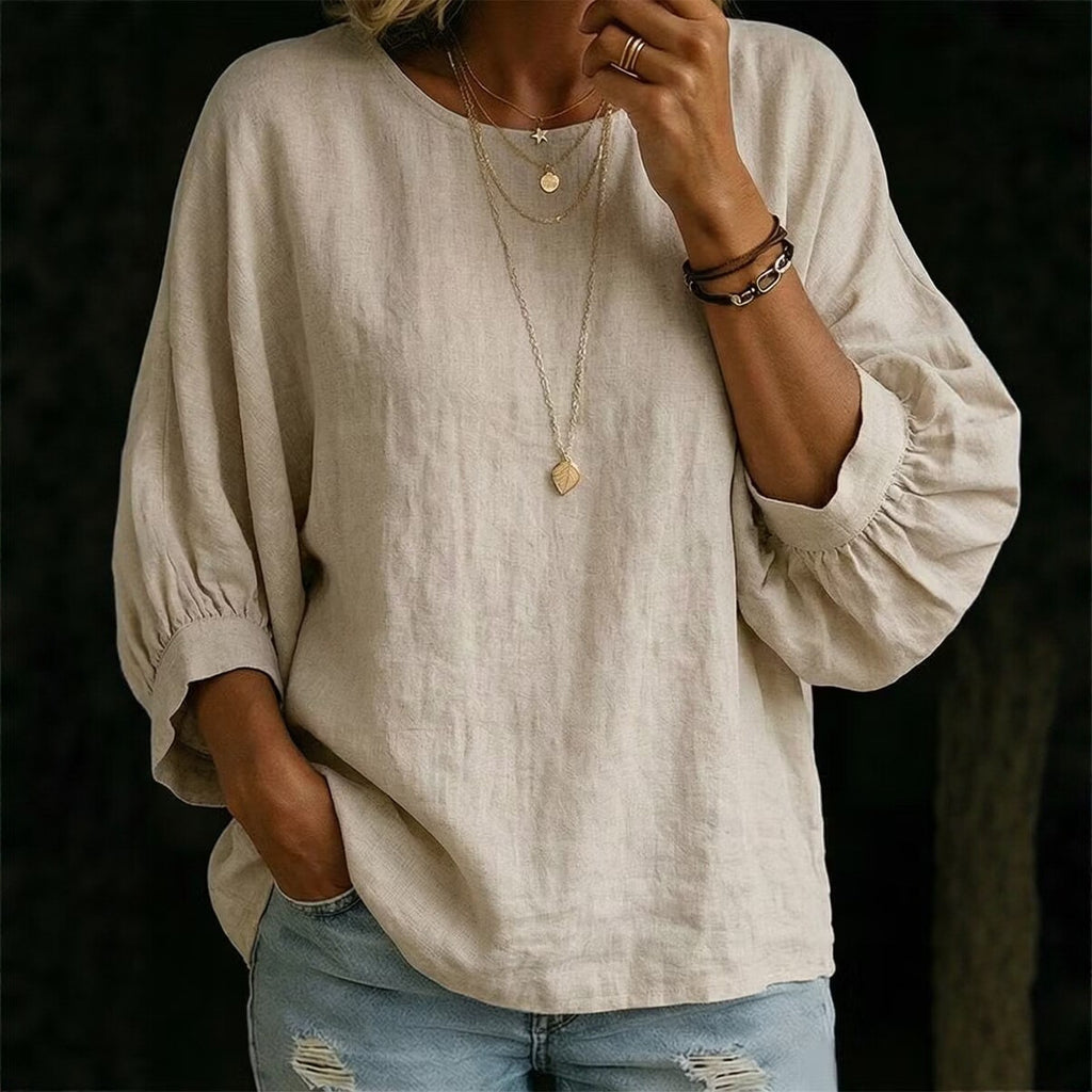 Lässiges Damen-Shirt mit Rundhals und 3/4-Ärmeln