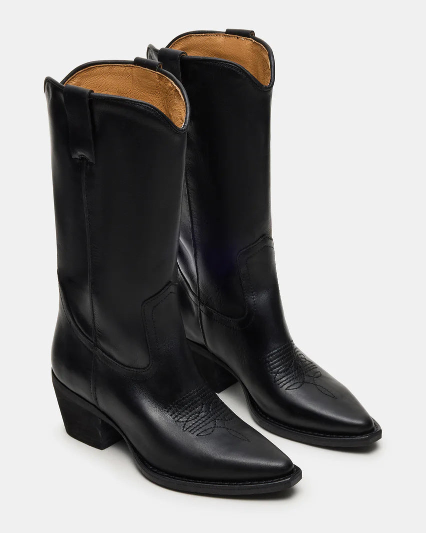 Verzierte Blockabsatz Damenstiefel Oberschenkelhoch Plus-Grössen