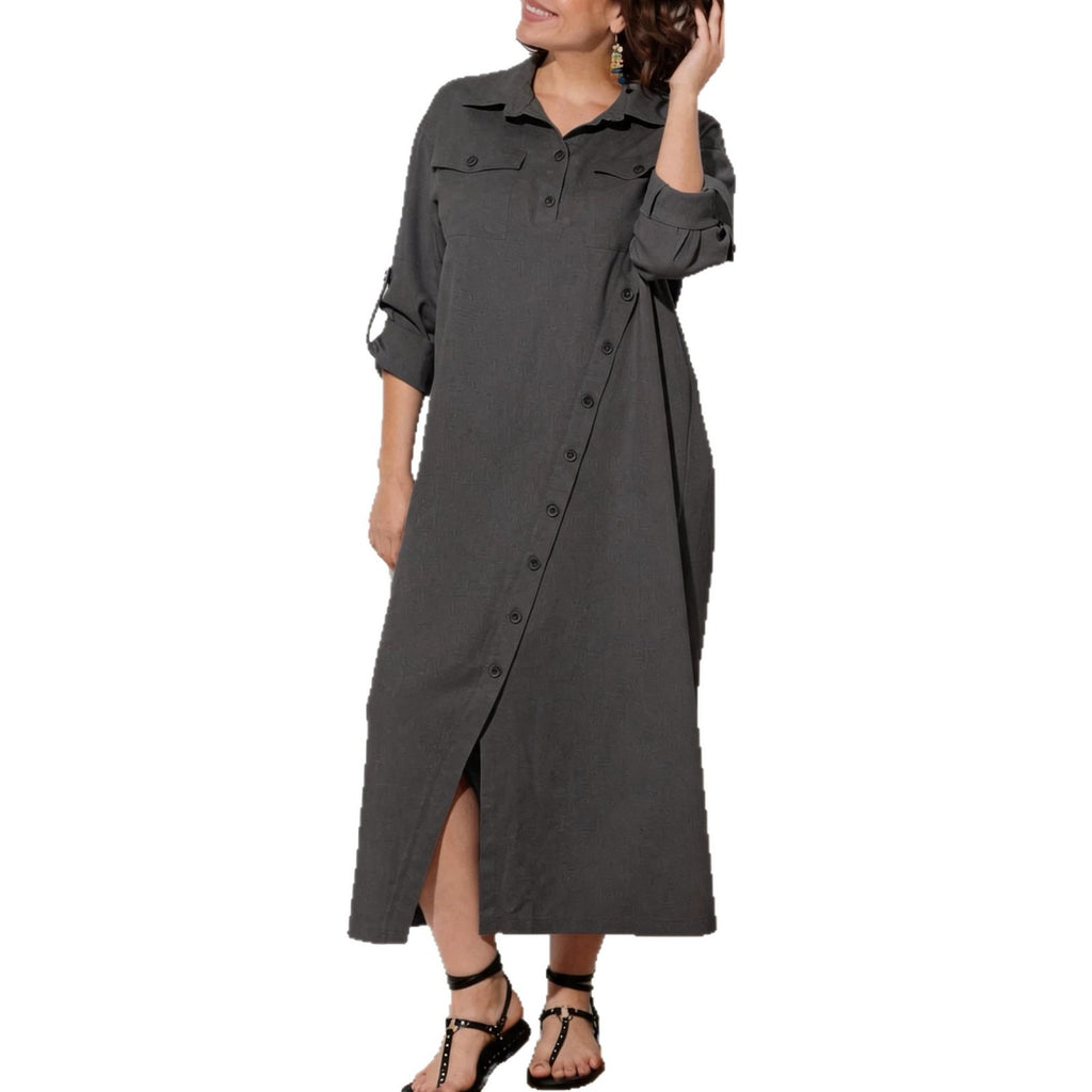 Elegantes Hemdblusenkleid mit Knopfleiste – Bild 7 | LuxeStyle