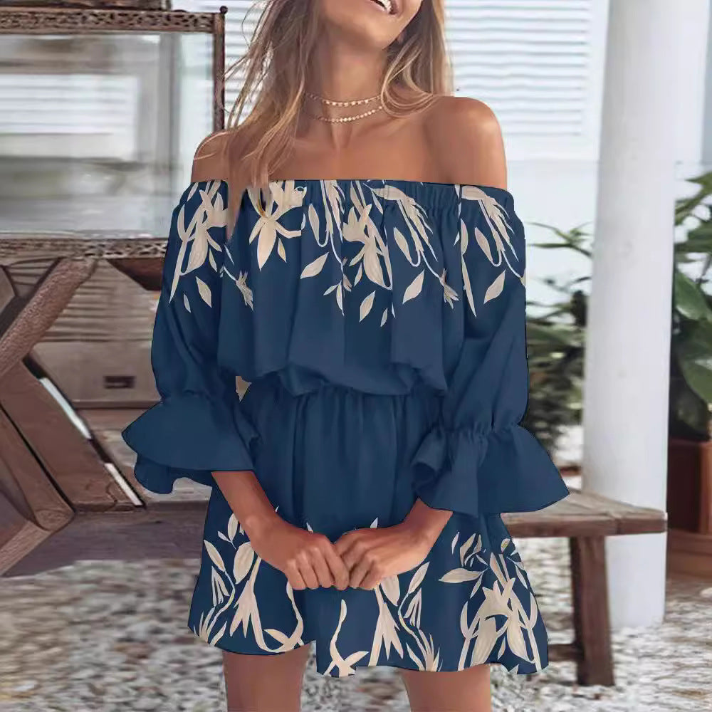 Elegantes Off-Shoulder Print-Kleid – Bild 2 | LuxeStyle