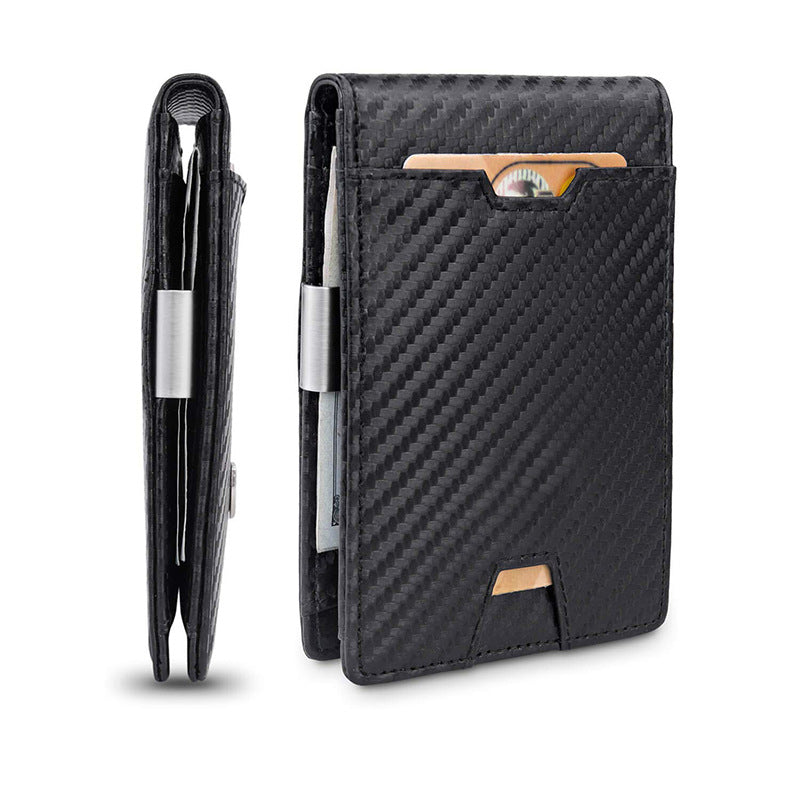 Herren Portemonnaie Leder Carbon-Optik