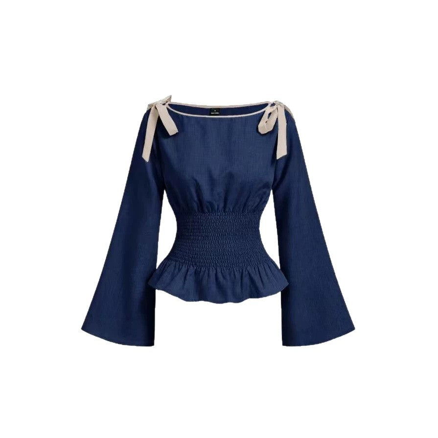 Peplum-Bluse mit Schleifen-Details · Trompetenärmel
