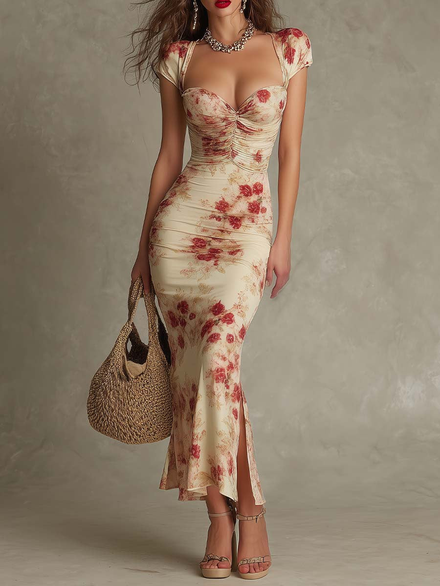 Retro-Print Slim-Fit Freizeitkleid – Bild 6 | LuxeStyle